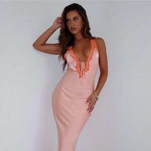 By Yourself Maxi Dress Peach  Size Small